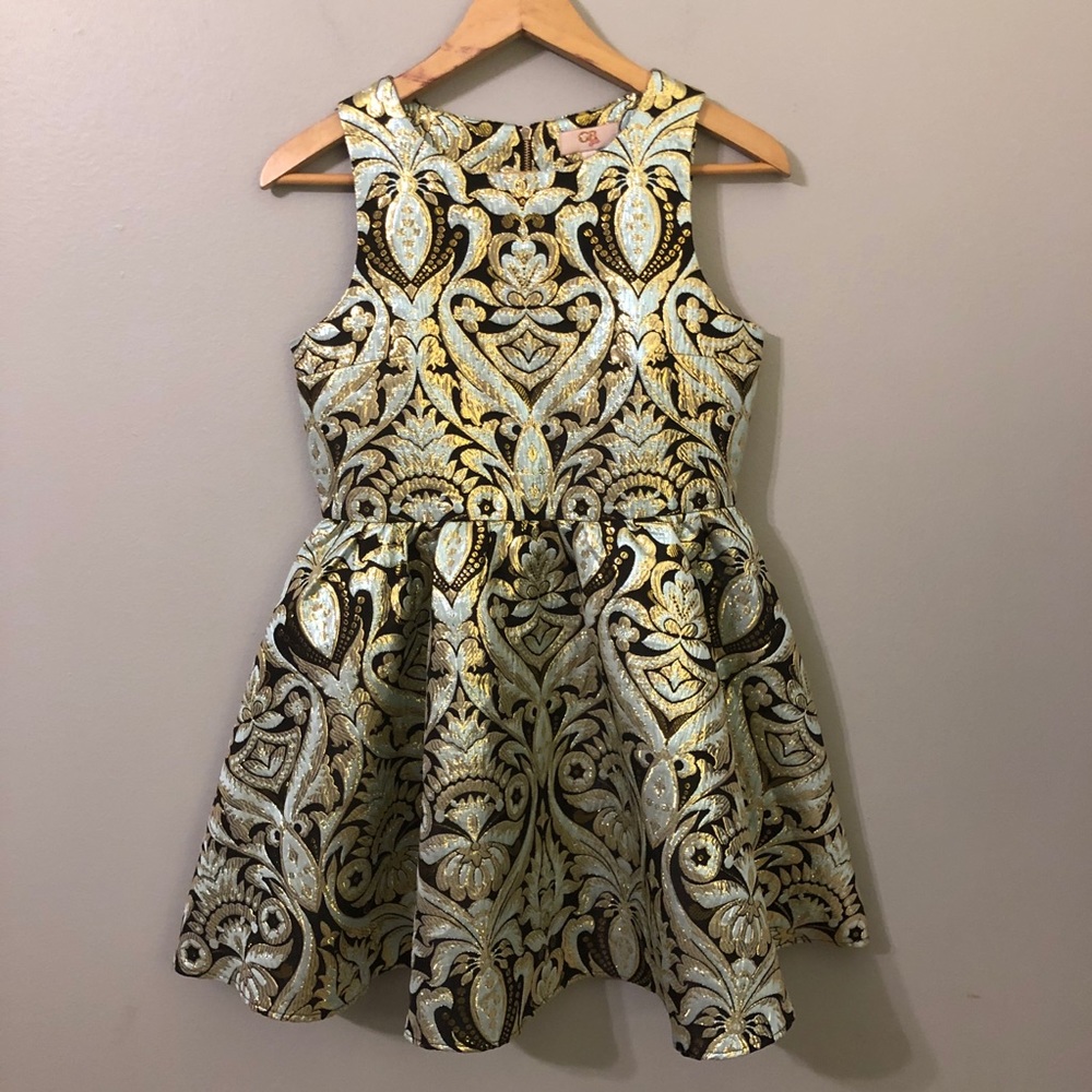 Gianni Bini Beautiful Brocade Dress Gathered Skirt